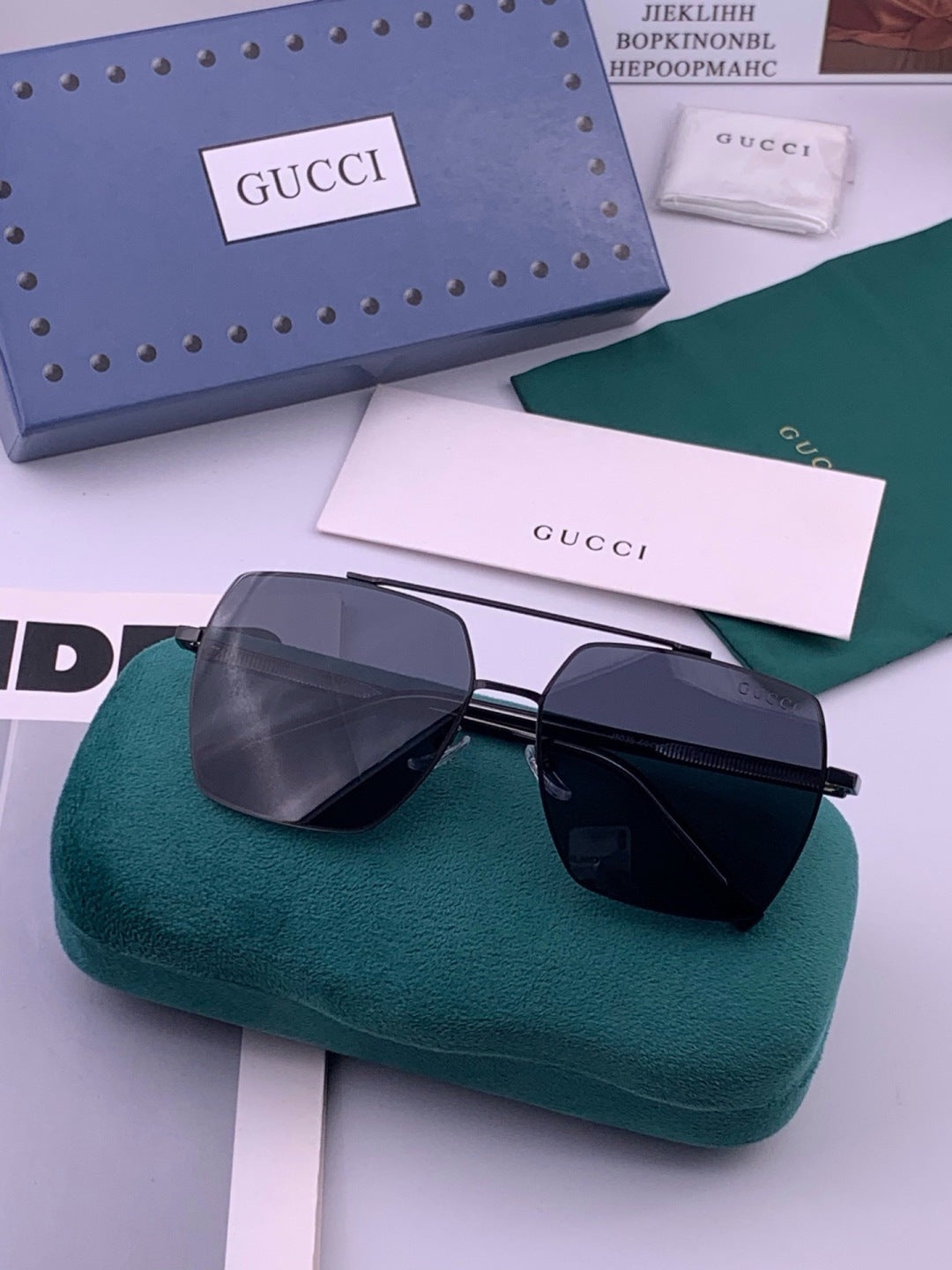 Gucci G5803 Polarized Aviator Black Lens Sunglasses for Men - 371629 - detail image 8