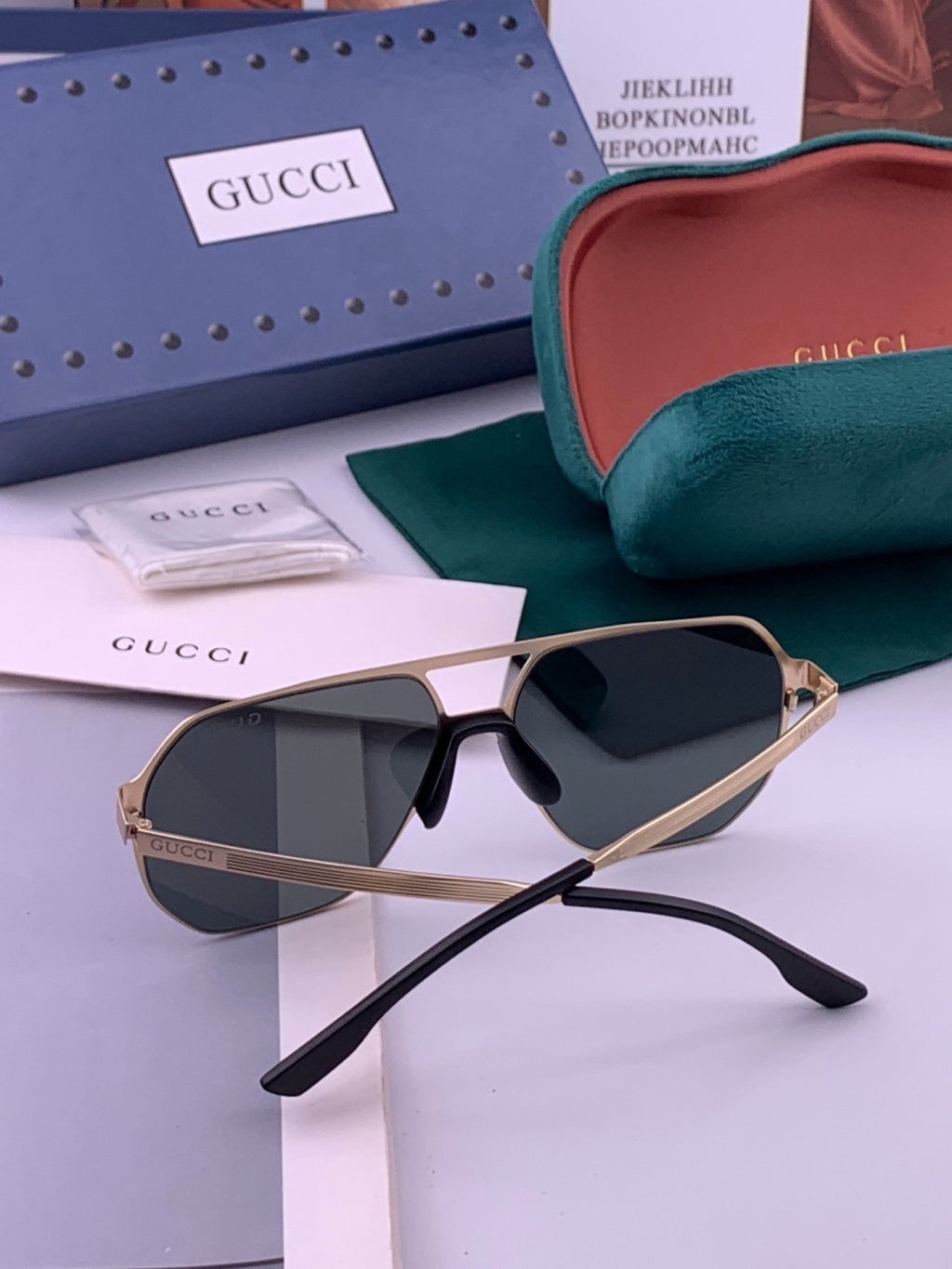 Gucci G3380 Polarized Aviator Gold Lens Sunglasses for Men - 371602 - detail image 5