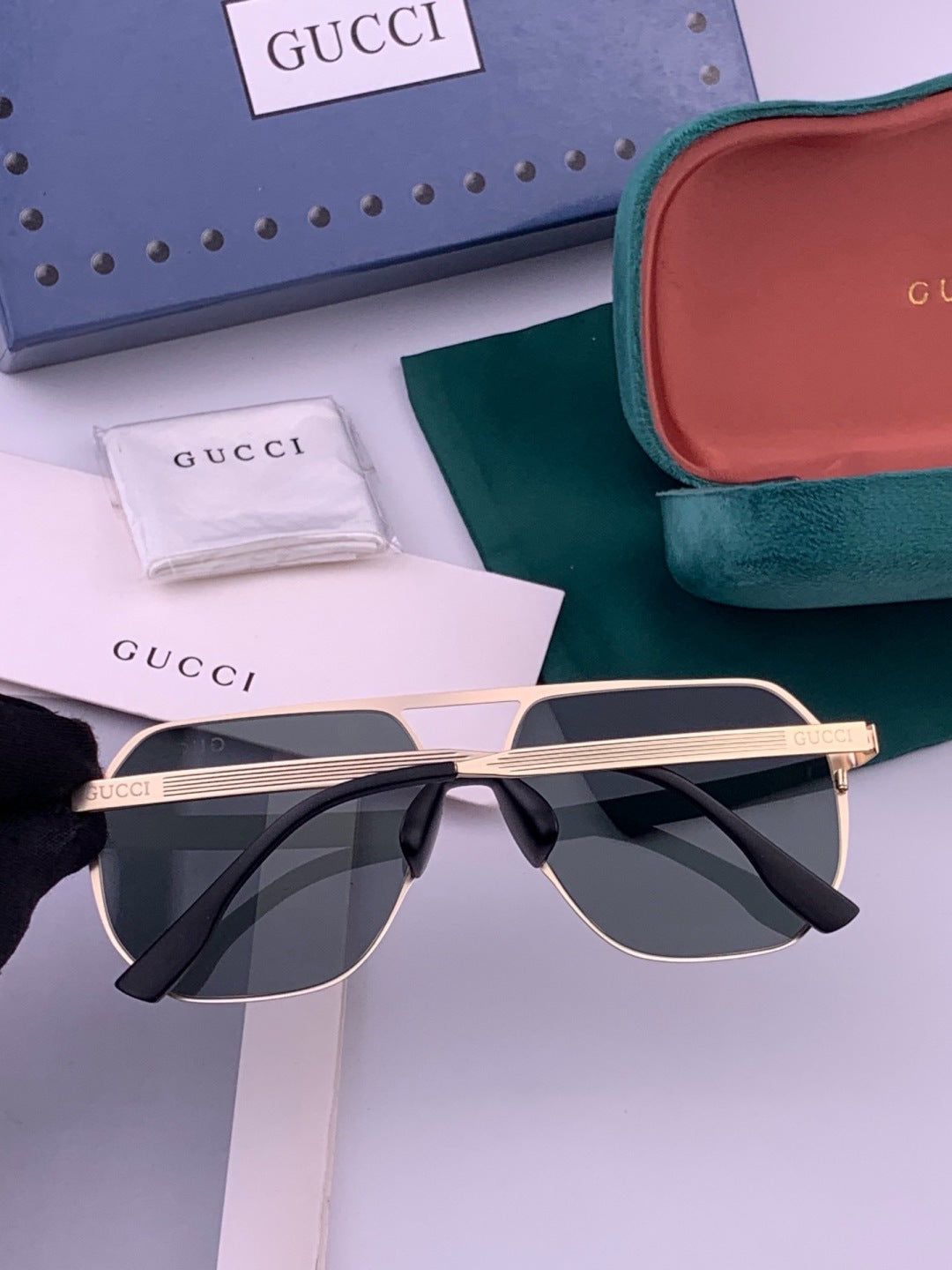 Gucci G3380 Polarized Aviator Gold Lens Sunglasses for Men - 371602 - detail image 4