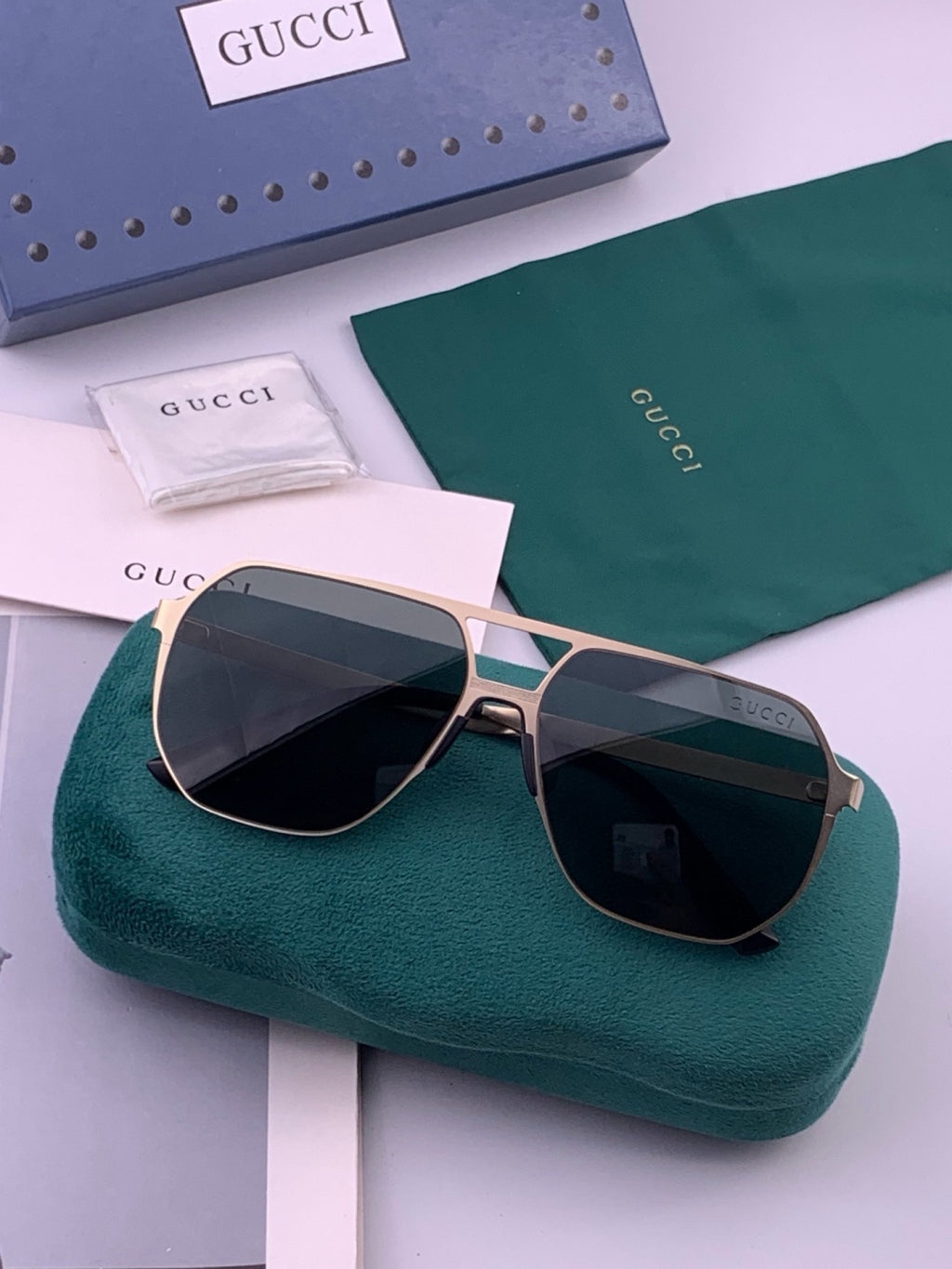 Gucci G3380 Polarized Aviator Gold Lens Sunglasses for Men - 371602 - detail image 7