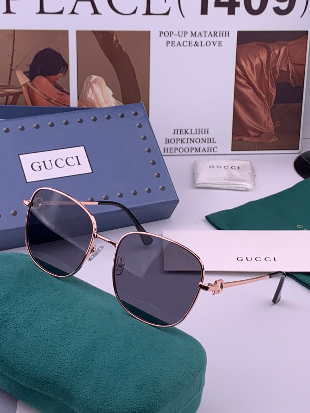 Gucci G35811 Metal Square Black Lens Sunglasses for Men & Women - 371577 - detail image 2