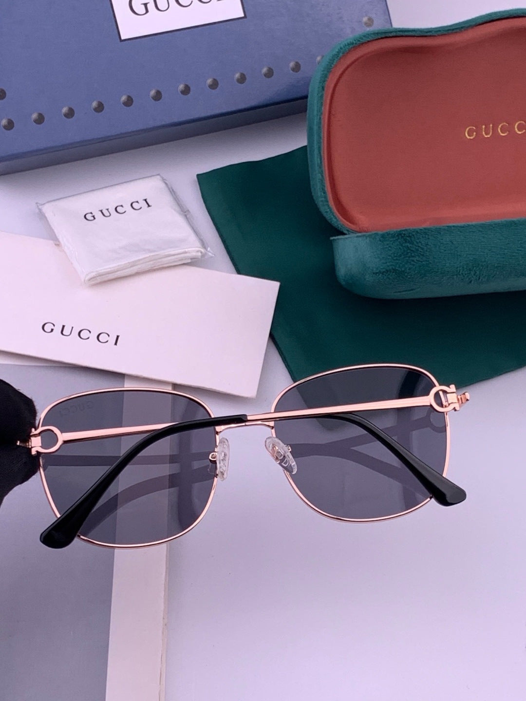 Gucci G35811 Metal Square Black Lens Sunglasses for Men & Women - 371577 - detail image 6