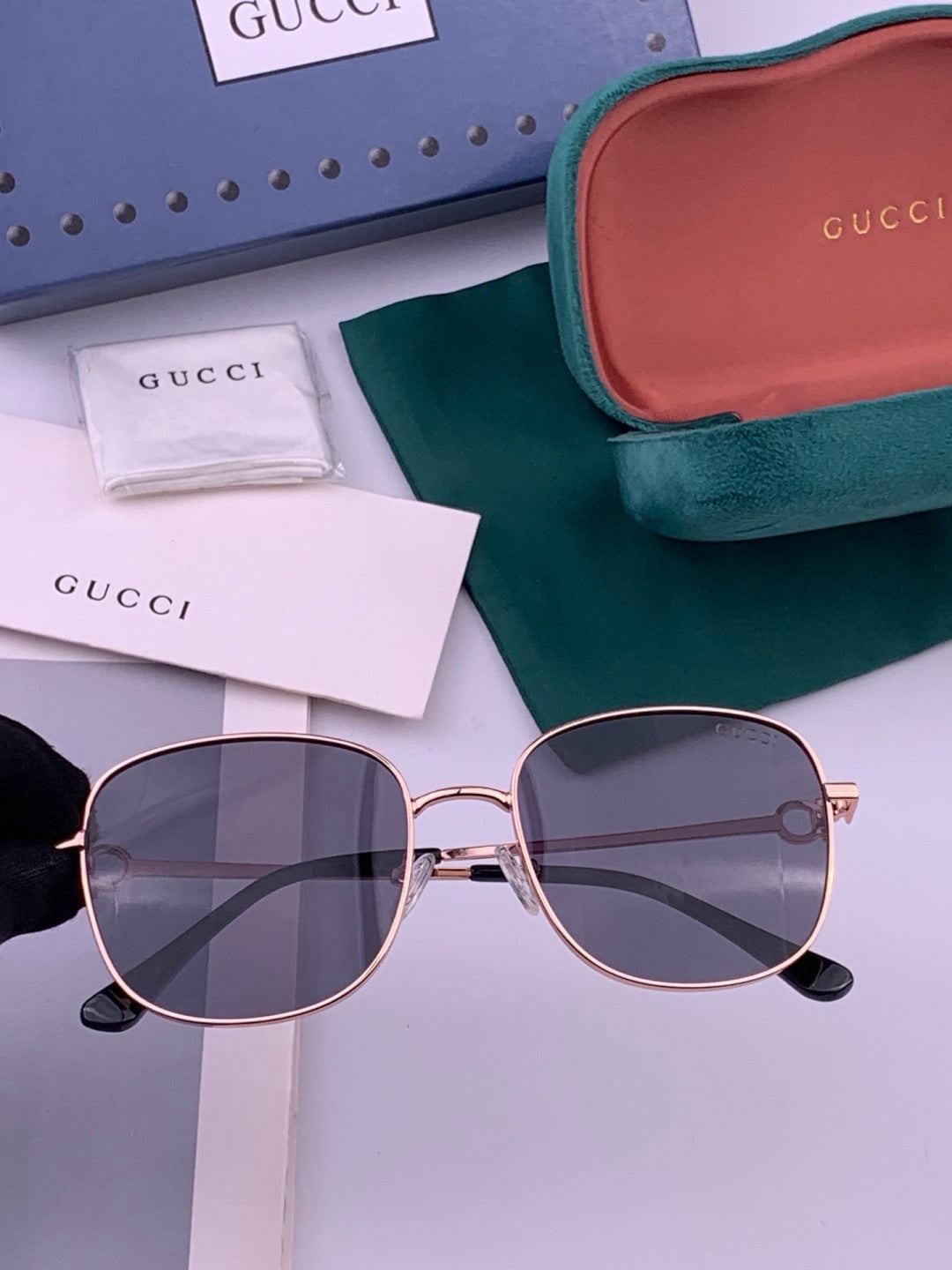 Gucci G35811 Metal Square Black Lens Sunglasses for Men & Women - 371577