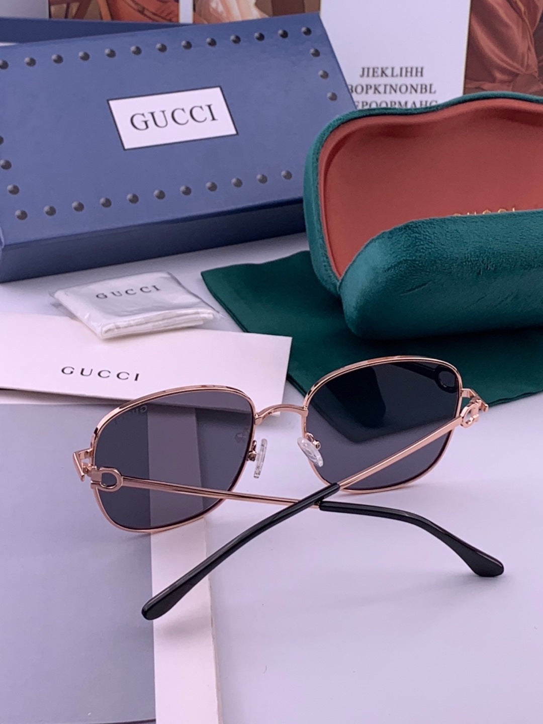 Gucci G35811 Metal Square Black Lens Sunglasses for Men & Women - 371577 - detail image 5