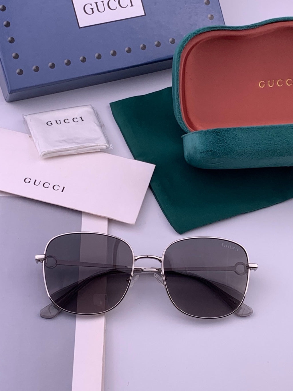 Gucci G35811 Metal Square Red Lens Sunglasses for Men & Women - 371578