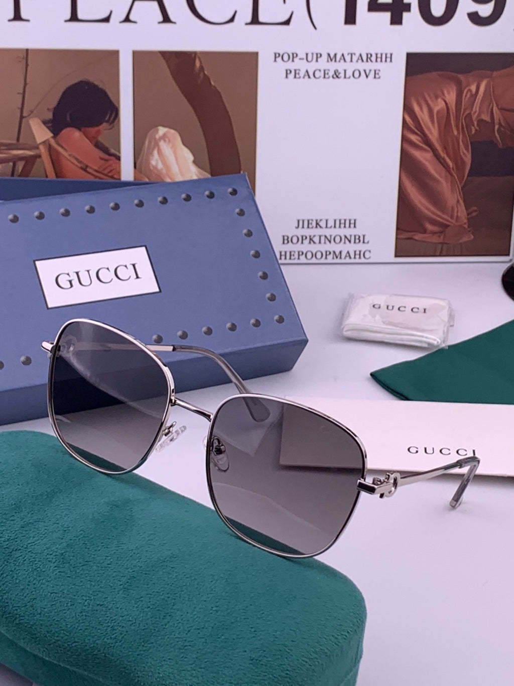 Gucci G35811 Metal Square Red Lens Sunglasses for Men & Women - 371578 - detail image 2