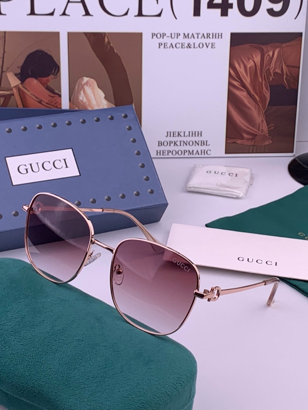 Gucci G35811 Metal Square Gold Lens Sunglasses for Men & Women - 371579 - detail image 2