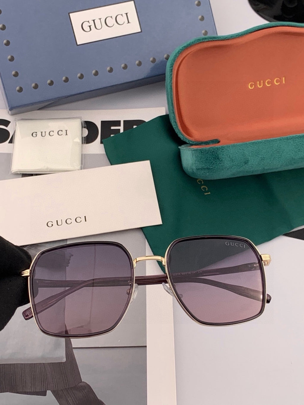 Gucci G1323 Polarized Square Black Lens Sunglasses for Men & Women - 371581 - detail image 2
