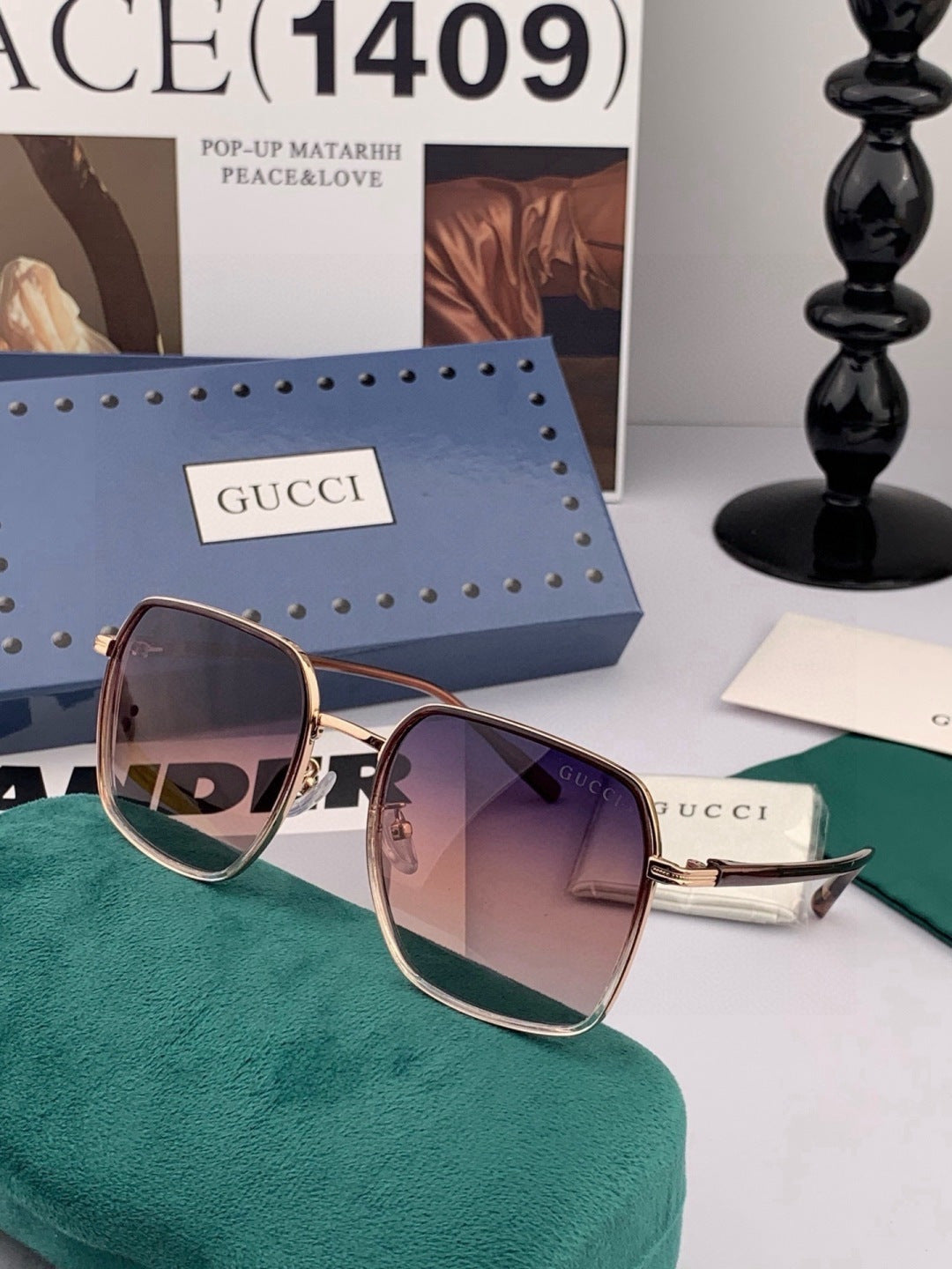 Gucci G1323 Polarized Square Black Lens Sunglasses for Men & Women - 371581 - detail image 3
