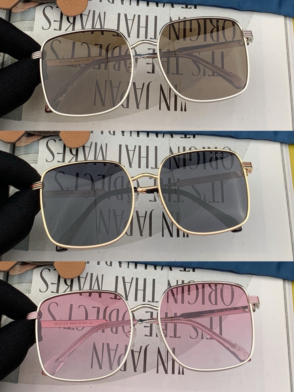 Gucci G3145 Metal Square Red Lens Sunglasses for Men & Women - 371582 - detail image 3