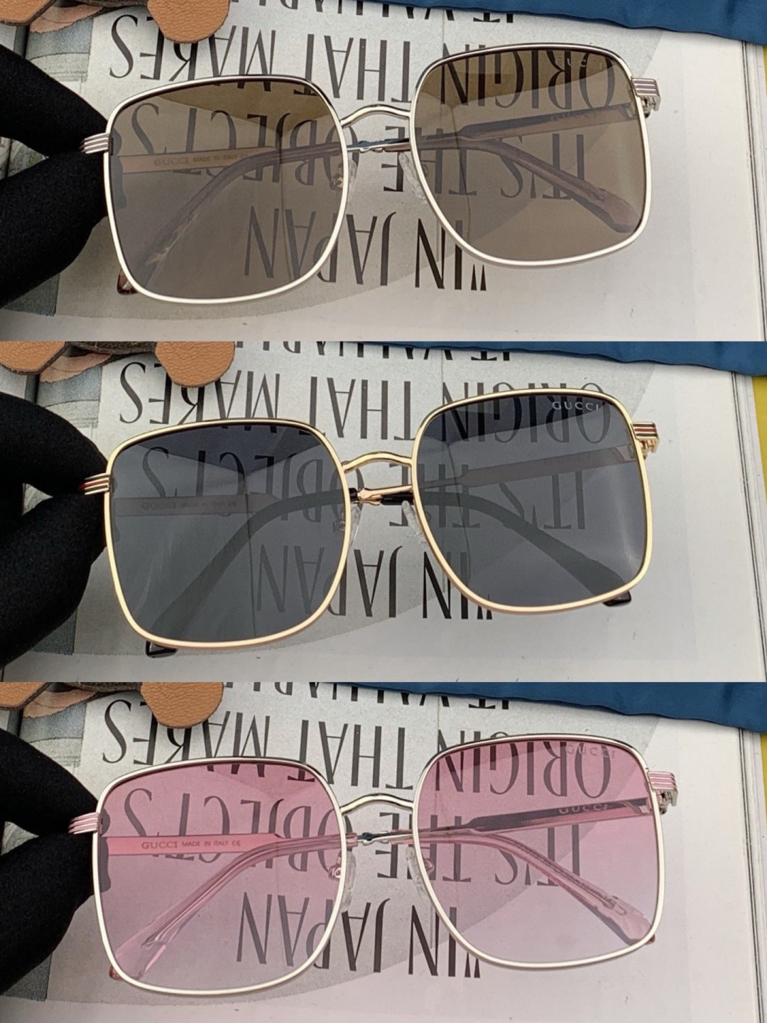 Gucci G3145 Metal Square Red Lens Sunglasses for Men & Women - 371582 - detail image 3