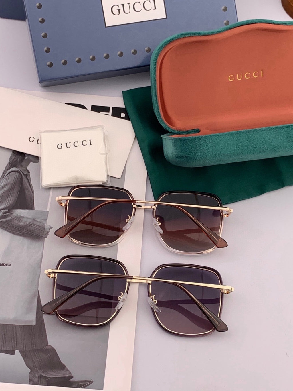Gucci G3142 Metal Square Black Lens Sunglasses for Men & Women - 371583 - detail image 6