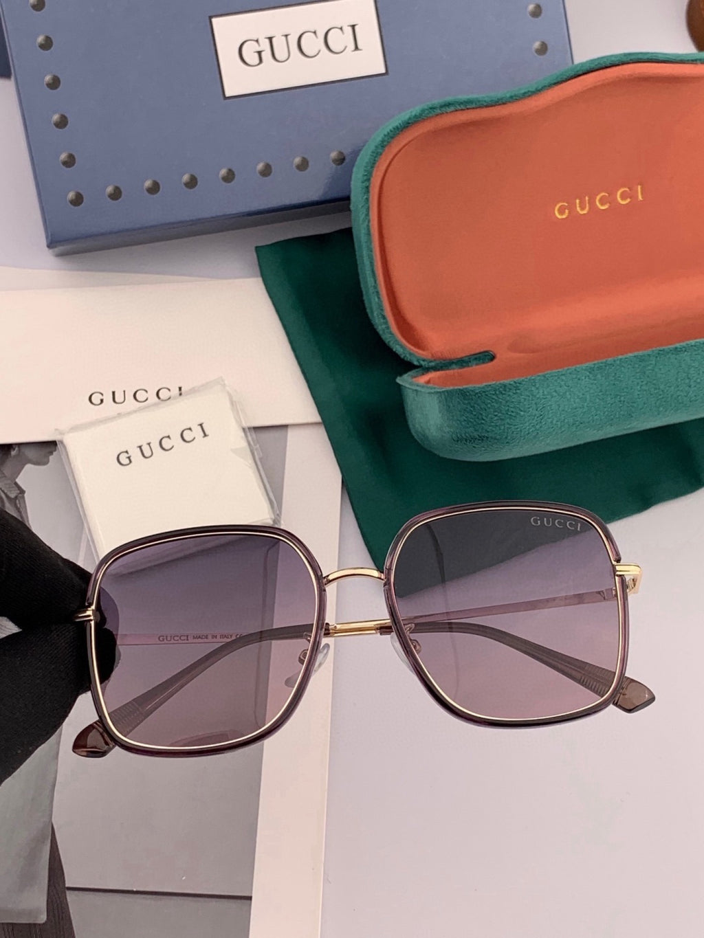 Gucci G3142 Metal Square Black Lens Sunglasses for Men & Women - 371583