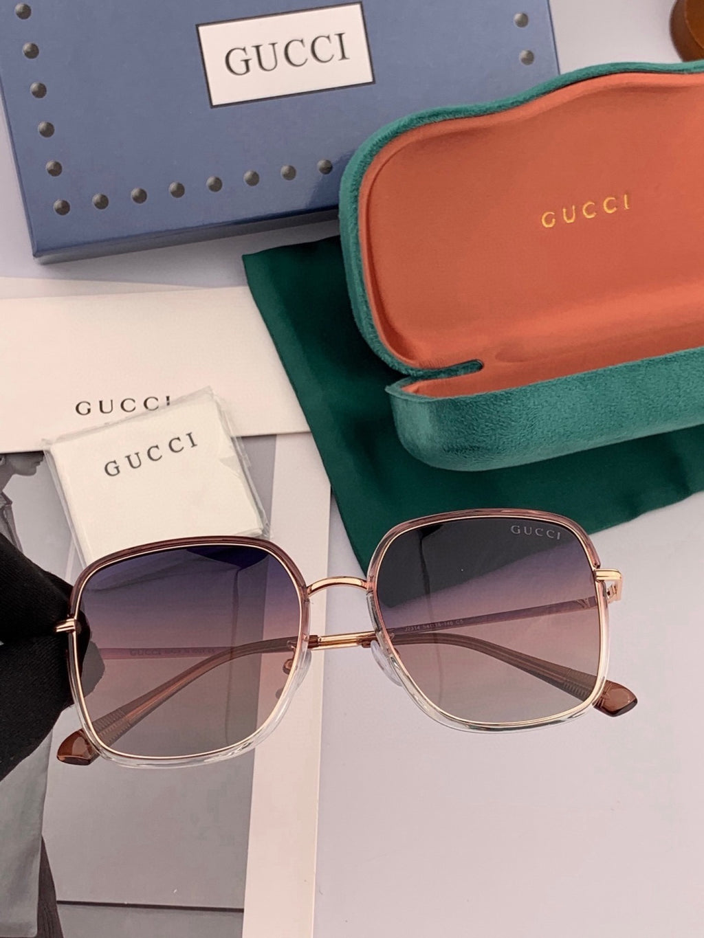 Gucci G3142 Metal Square Black Lens Sunglasses for Men & Women - 371583 - detail image 2
