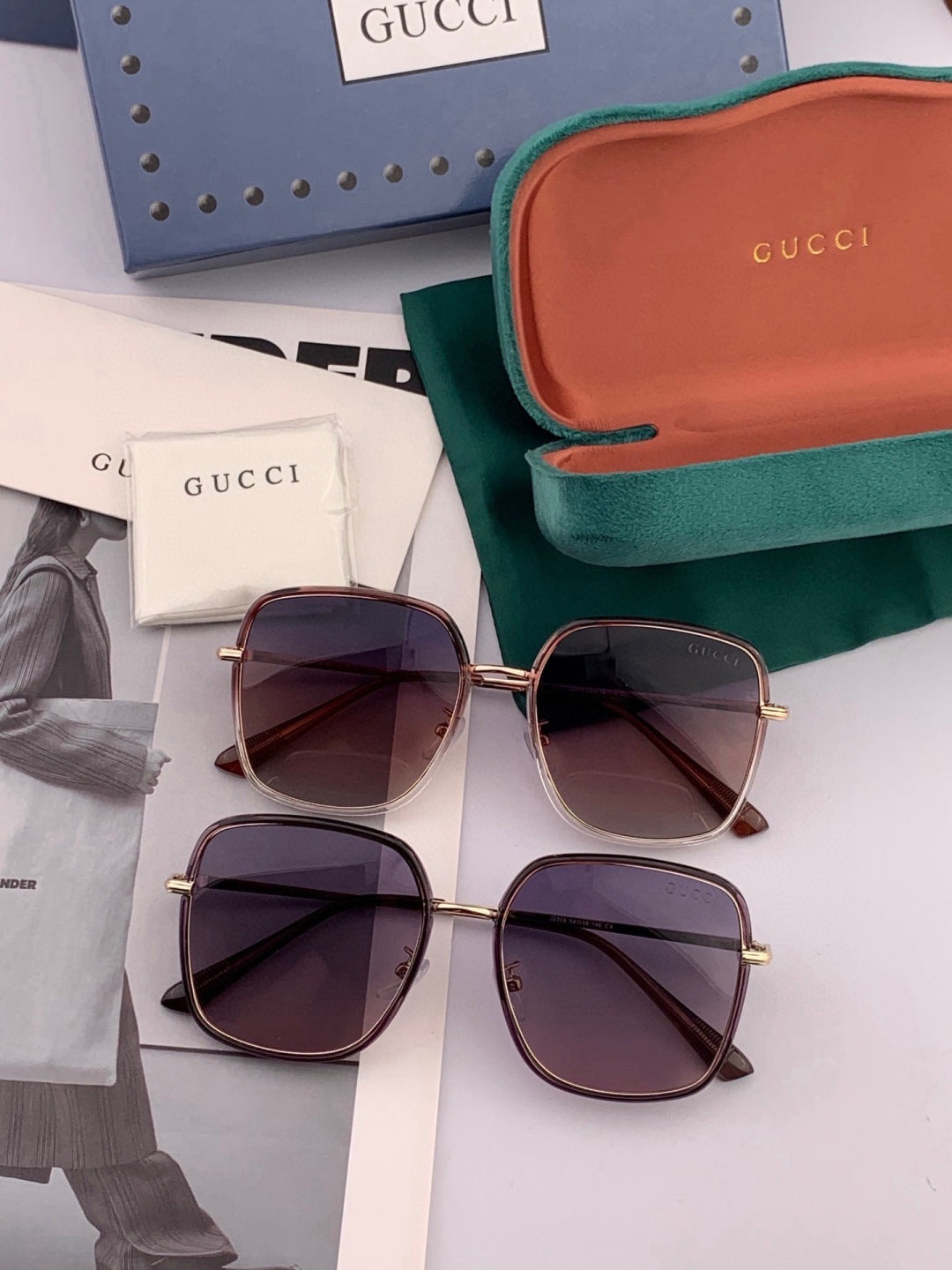 Gucci G3142 Metal Square Black Lens Sunglasses for Men & Women - 371583 - detail image 7