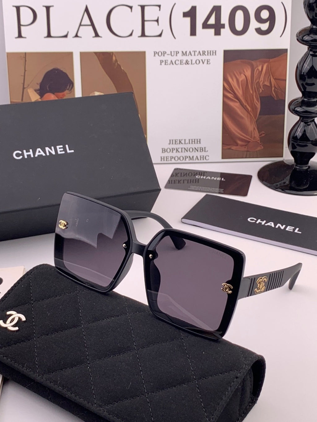 Chanel CH8519 Polarized Square Black Lens Sunglasses for Women - detail image 2
