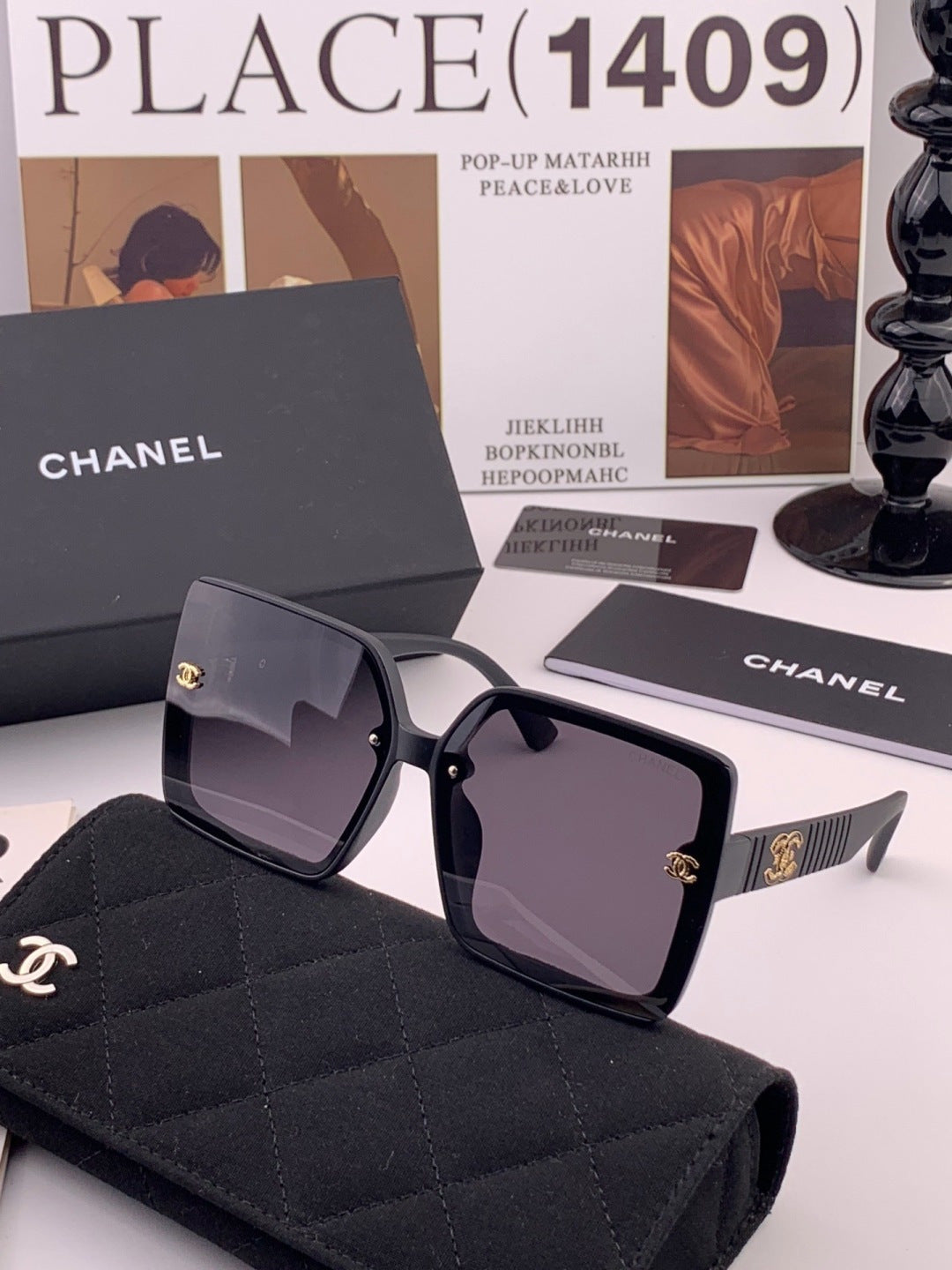 Chanel CH8519 Polarized Square Black Lens Sunglasses for Women - detail image 2