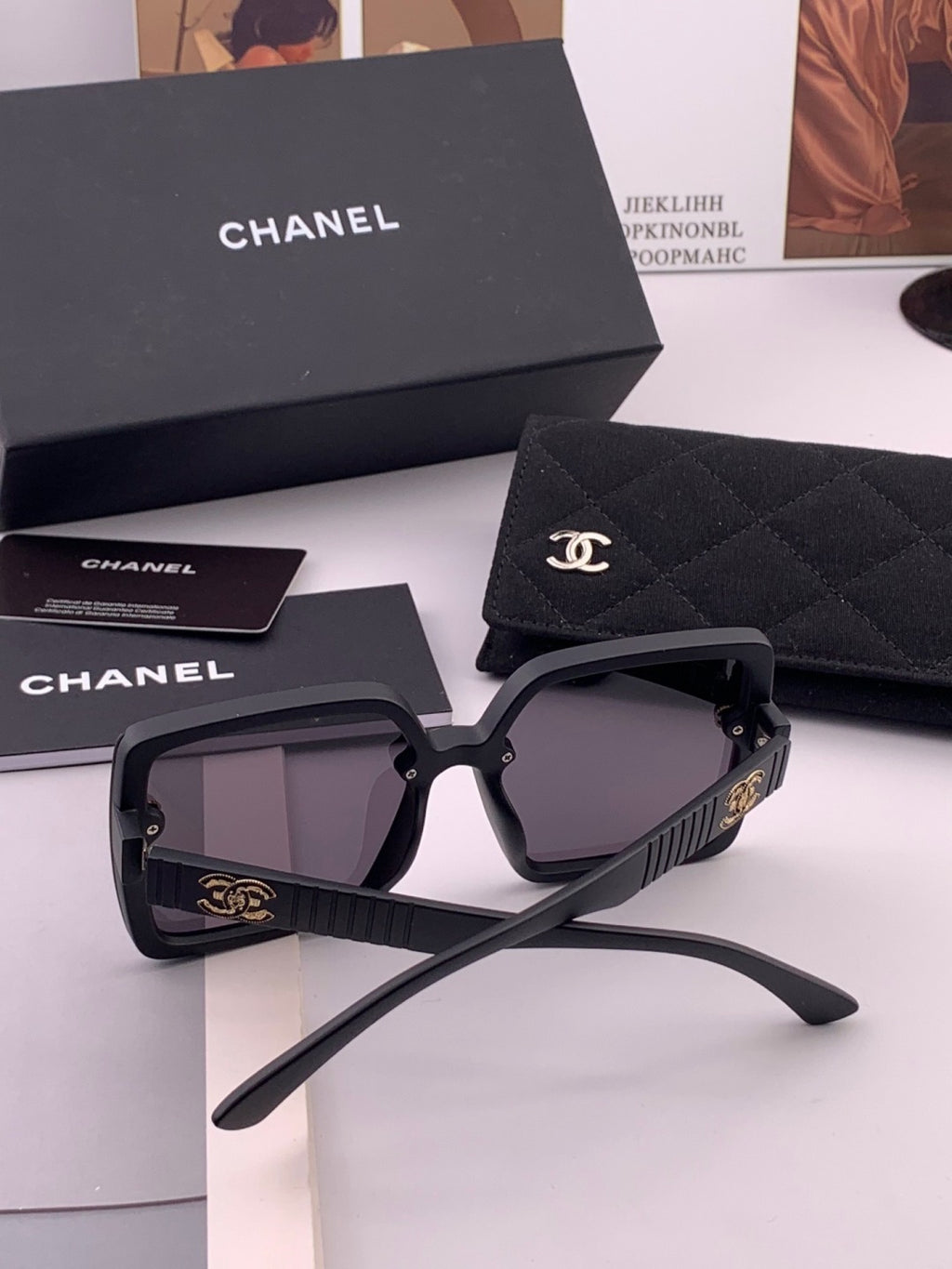 Chanel CH8519 Polarized Square Black Lens Sunglasses for Women - detail image 6