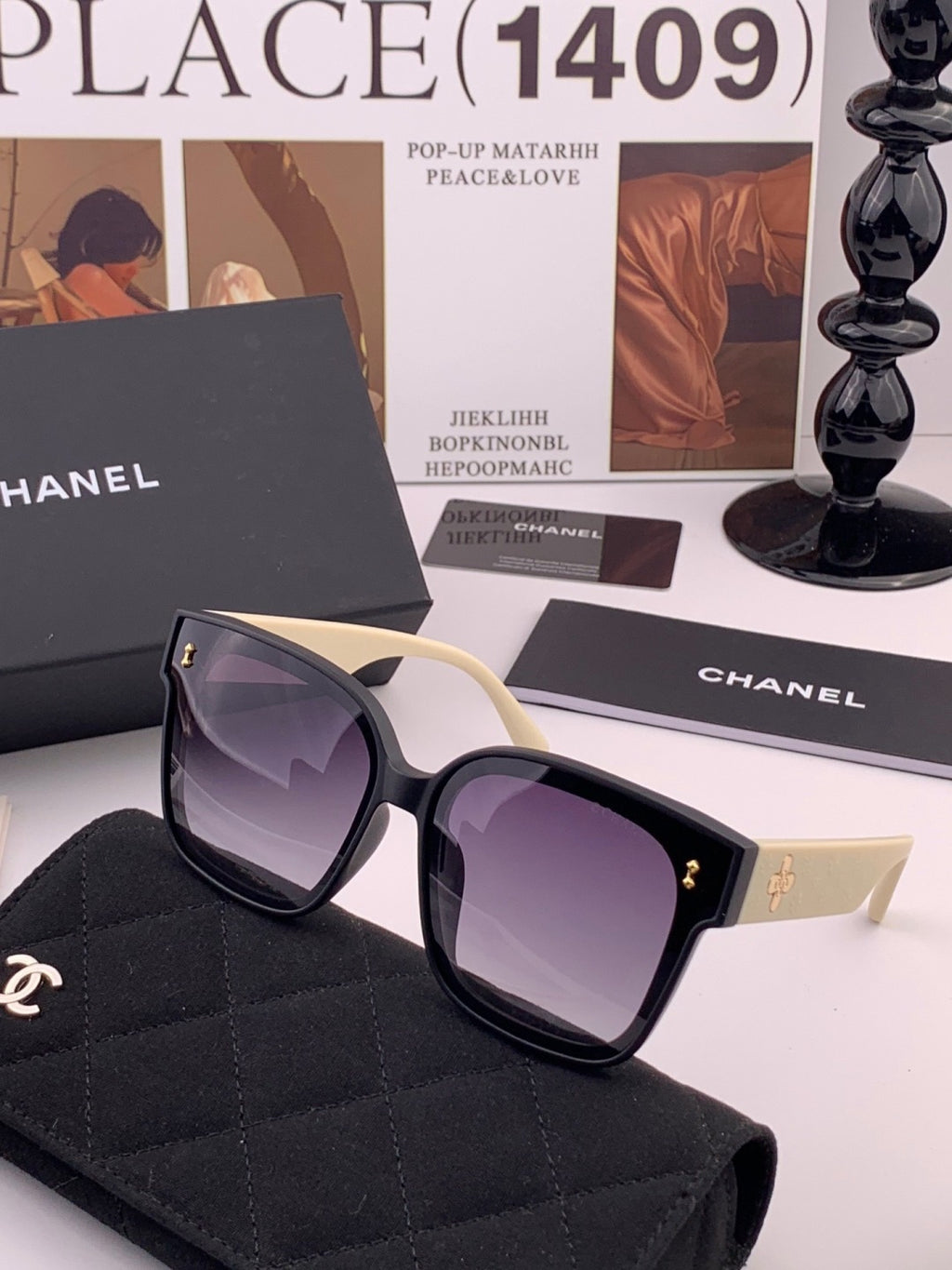 Chanel CH0279 Polarized Square Gold Lens Sunglasses for Women - detail image 2