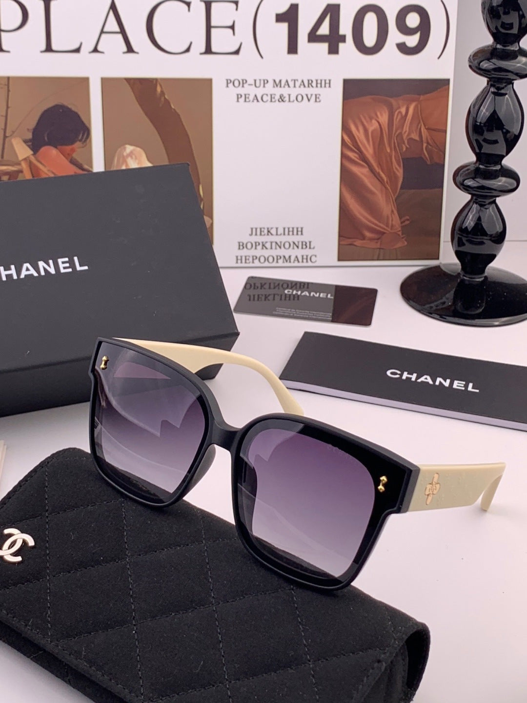Chanel CH0279 Polarized Square Gold Lens Sunglasses for Women - detail image 2