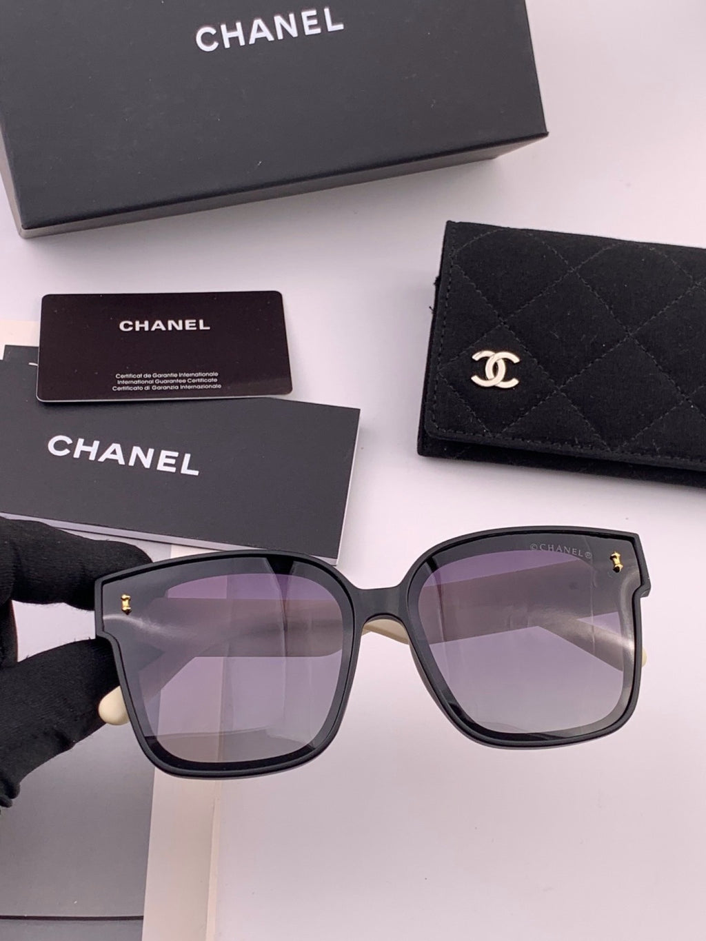 Chanel CH0279 Polarized Square Gold Lens Sunglasses for Women