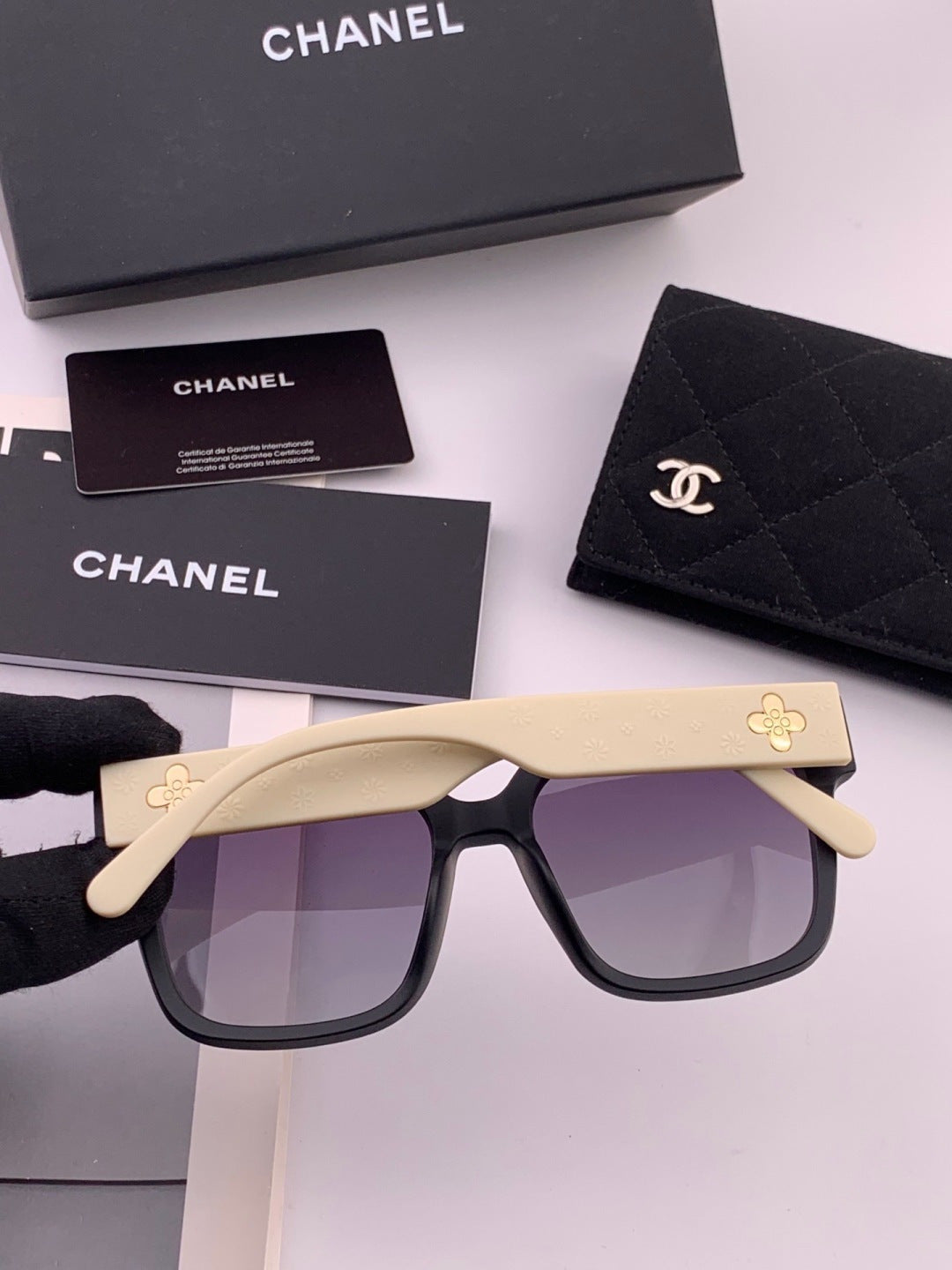 Chanel CH0279 Polarized Square Gold Lens Sunglasses for Women - detail image 5