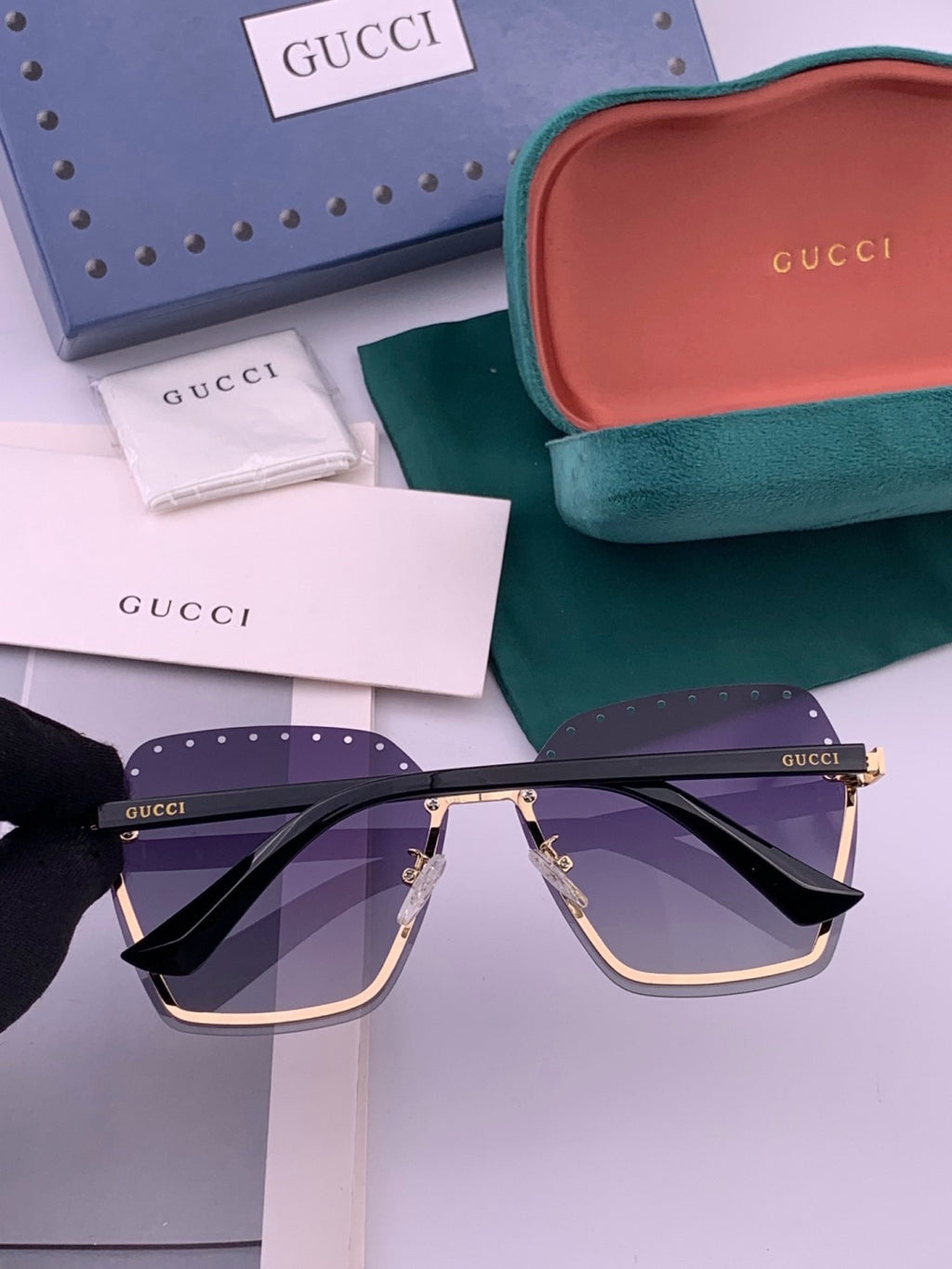 Gucci G9079 Lightweight Rimless Brown Lens Sunglasses for Women - 371584 - detail image 4