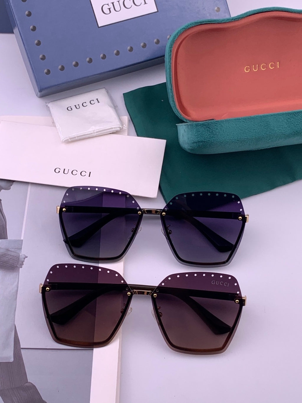 Gucci G9079 Lightweight Rimless Brown Lens Sunglasses for Women - 371584 - detail image 6