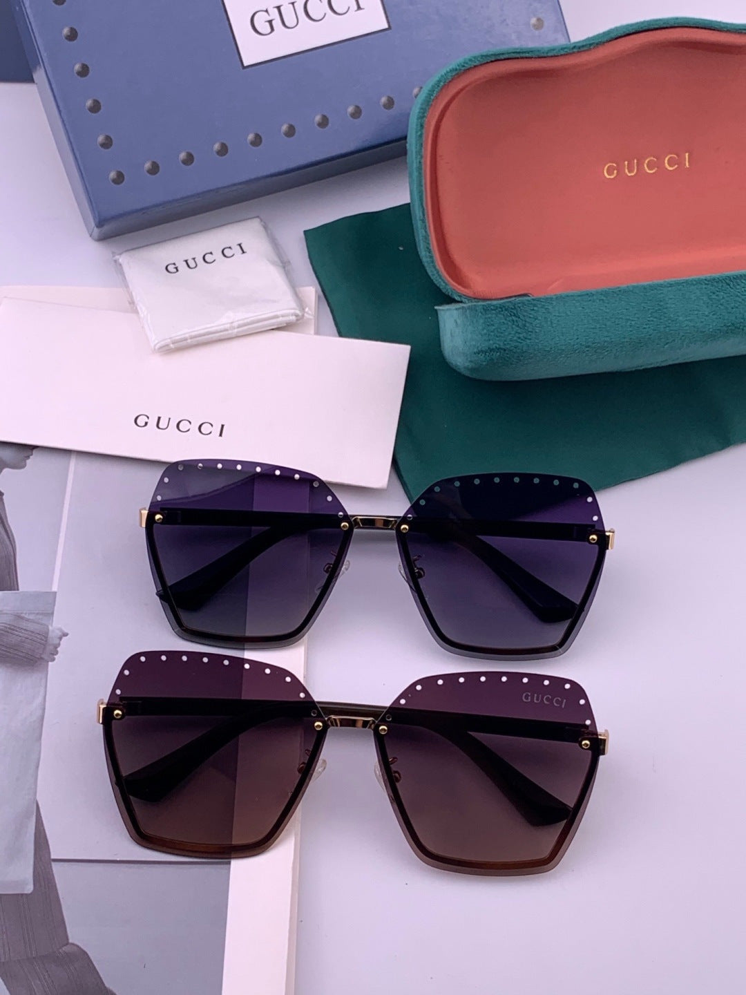 Gucci G9079 Lightweight Rimless Brown Lens Sunglasses for Women - 371584 - detail image 6
