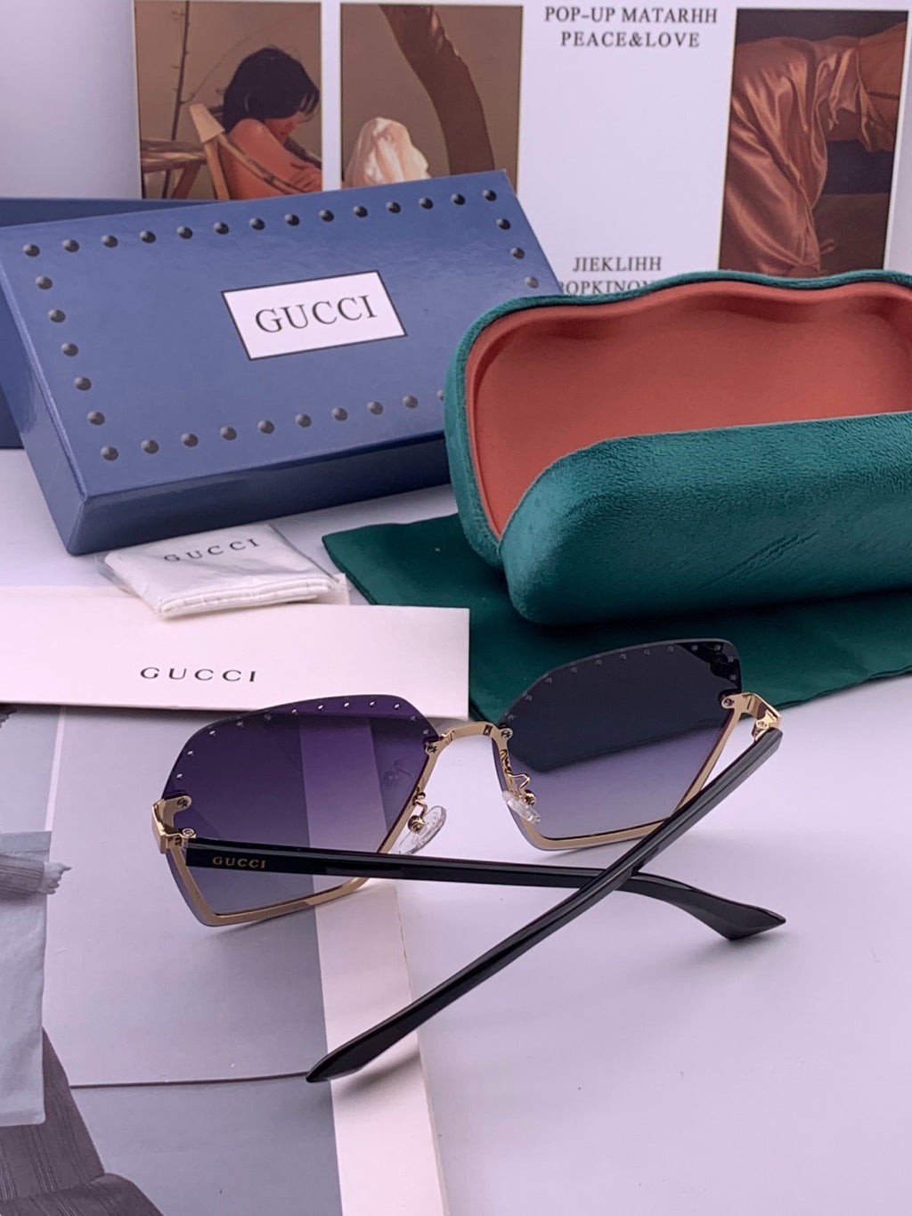 Gucci G9079 Lightweight Rimless Brown Lens Sunglasses for Women - 371584 - detail image 5