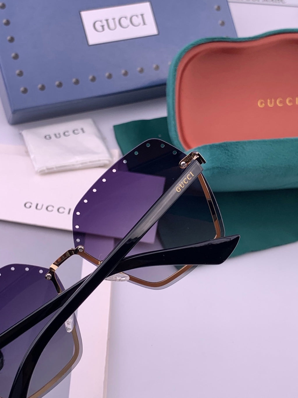 Gucci G9079 Lightweight Rimless Brown Lens Sunglasses for Women - 371584 - detail image 3