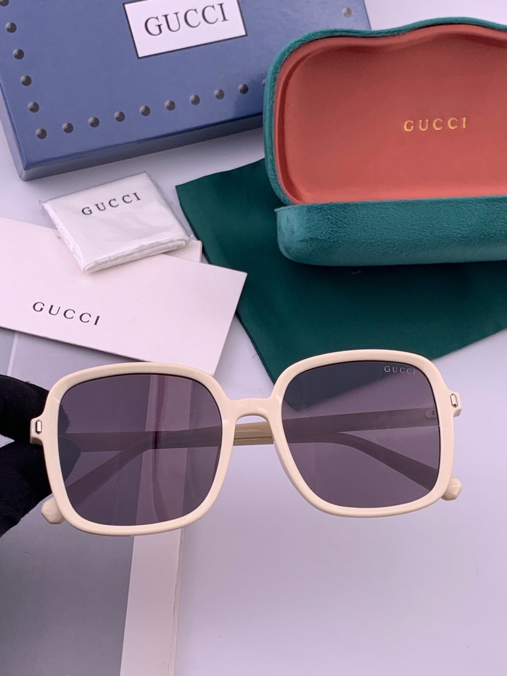 Gucci G5107 Square Gold Lens Sunglasses for Men & Women