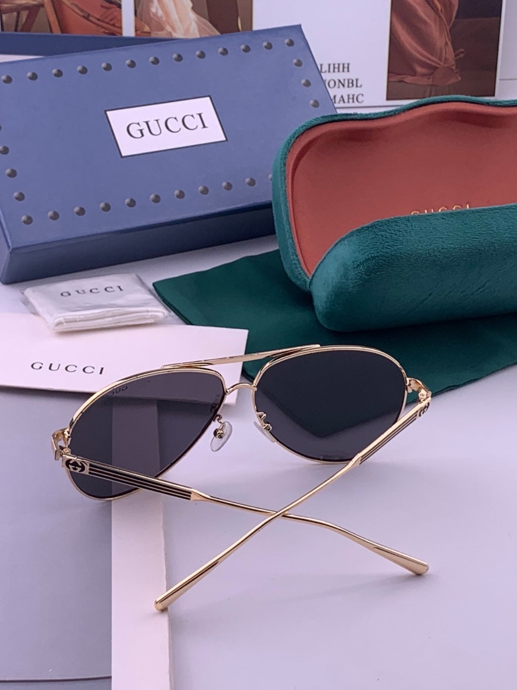Gucci G3081 Polarized Aviator Black Lens Sunglasses for Men & Women - 371591 - detail image 4