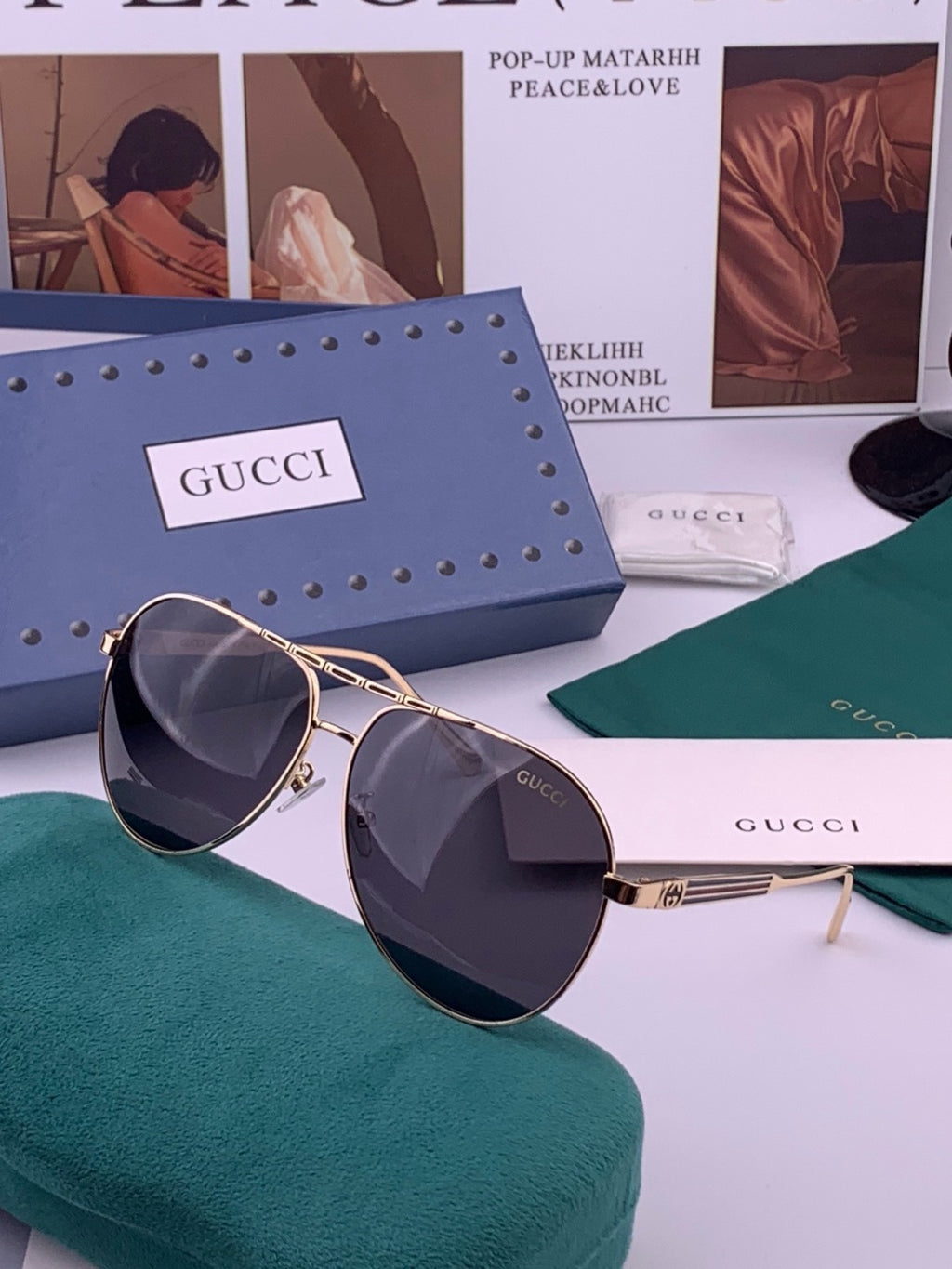 Gucci G3081 Polarized Aviator Black Lens Sunglasses for Men & Women - 371591 - detail image 2