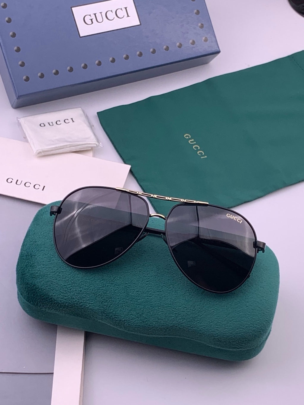 Gucci G3081 Polarized Aviator Black Lens Sunglasses for Men & Women - 371592 - detail image 8
