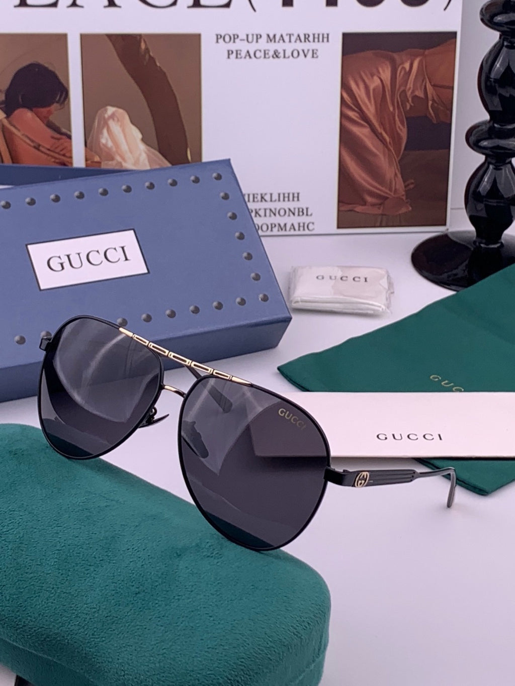 Gucci G3081 Polarized Aviator Black Lens Sunglasses for Men & Women - 371592 - detail image 2