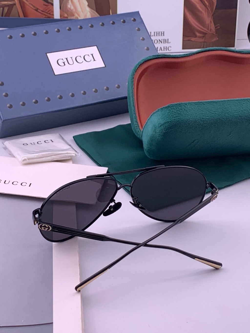 Gucci G3081 Polarized Aviator Black Lens Sunglasses for Men & Women - 371592 - detail image 7