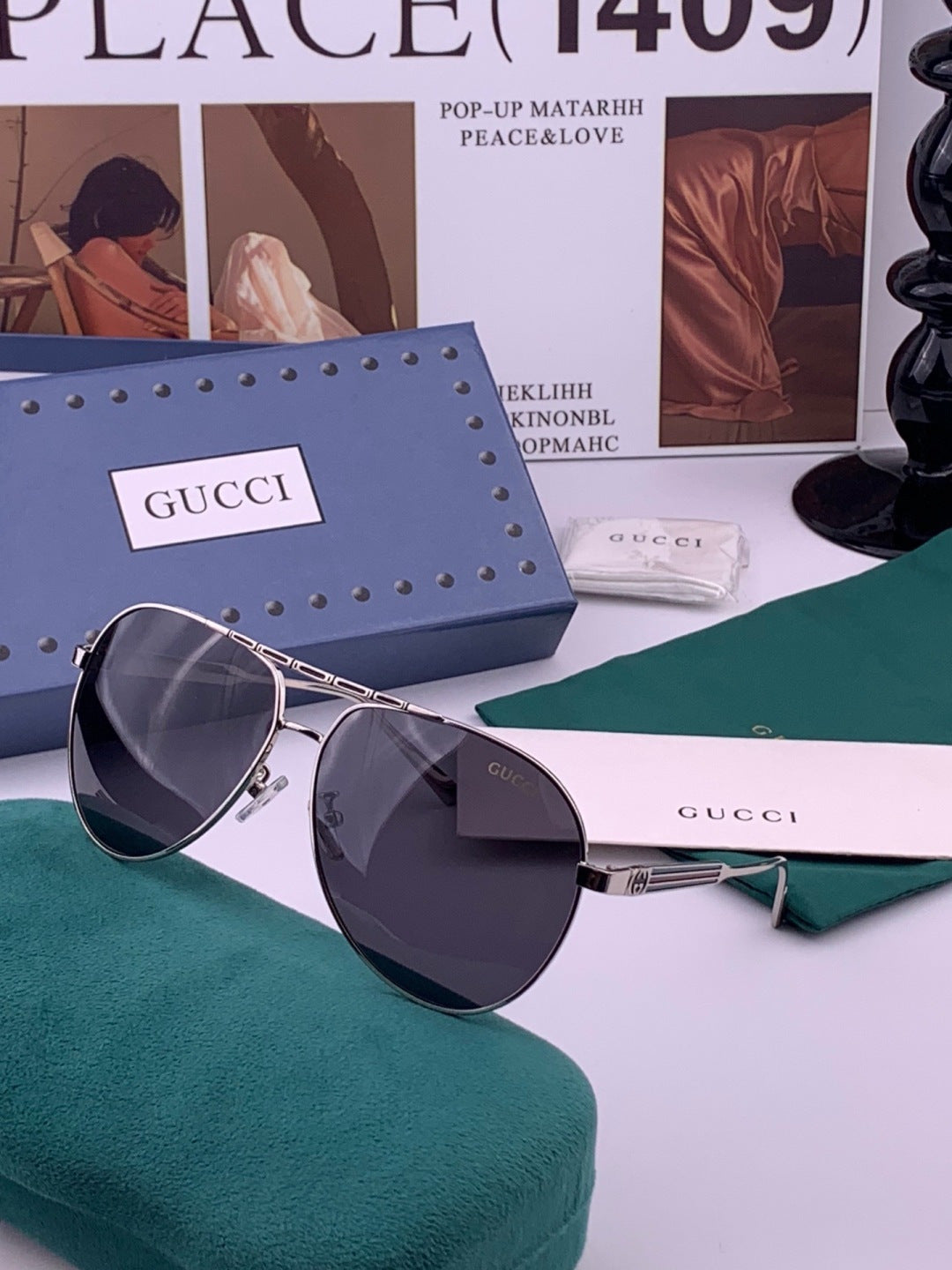 Gucci G3081 Polarized Aviator Black Lens Sunglasses for Men & Women - 371593 - detail image 2