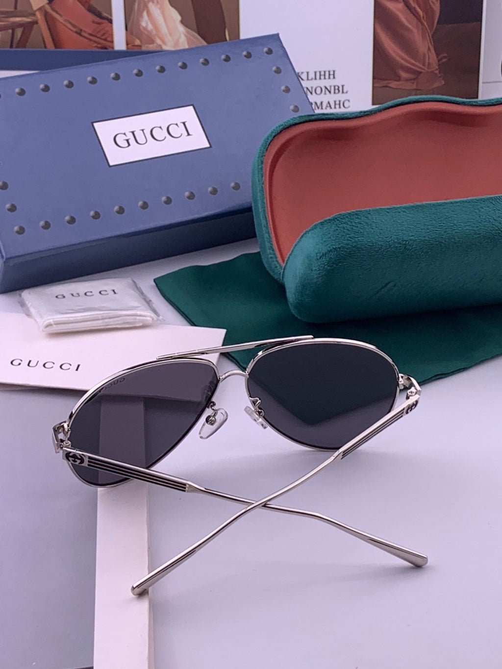 Gucci G3081 Polarized Aviator Black Lens Sunglasses for Men & Women - 371593 - detail image 7
