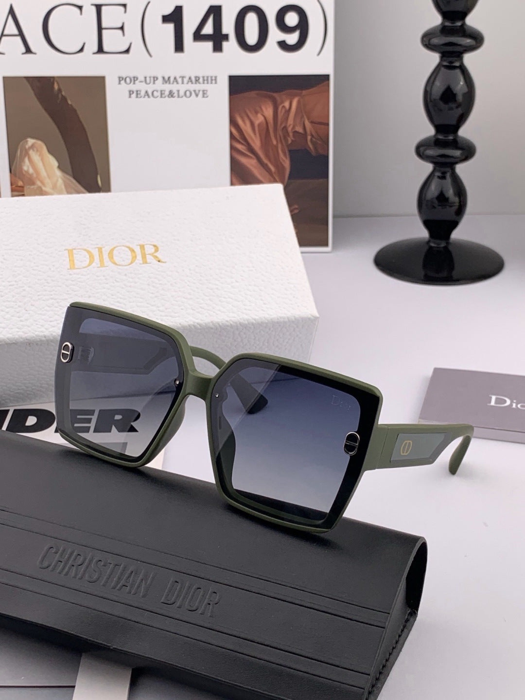 Dior CD0971 Polarized Square Red Lens Sunglasses for Men & Women - detail image 3