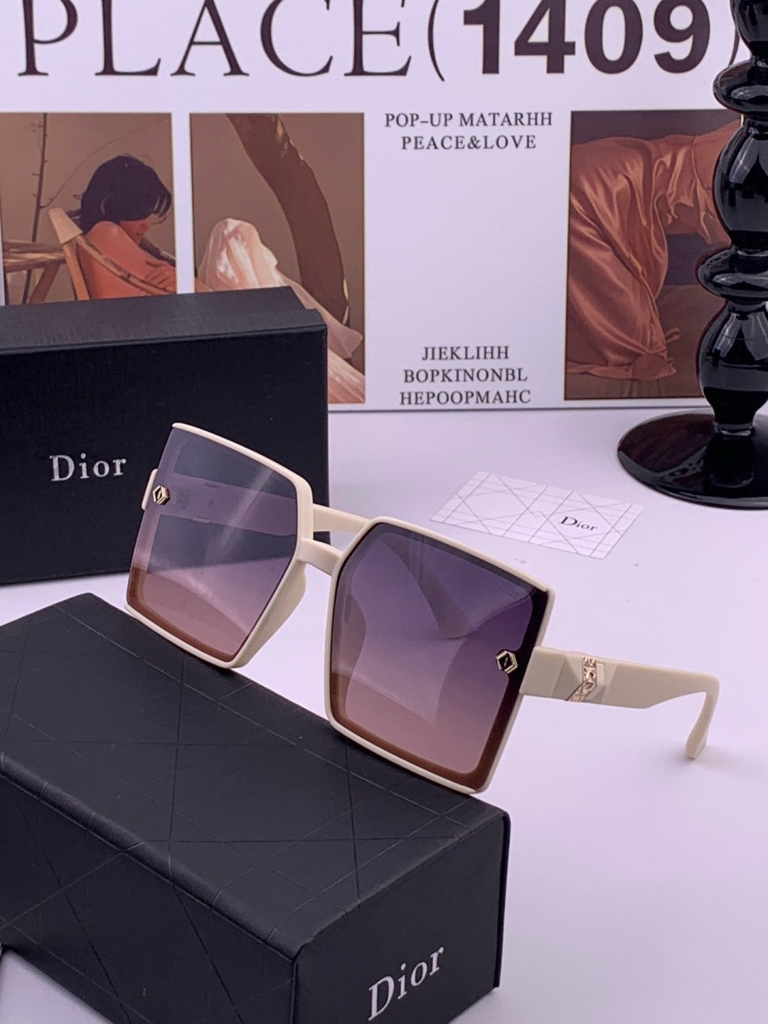 Dior CD9781 Polarized Square Black Lens Sunglasses for Women - 371888 - detail image 2