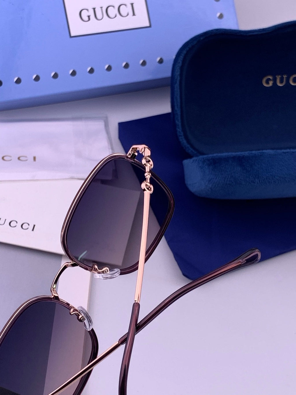 Gucci G3228 Square Brown Lens Sunglasses for Men & Women - detail image 5