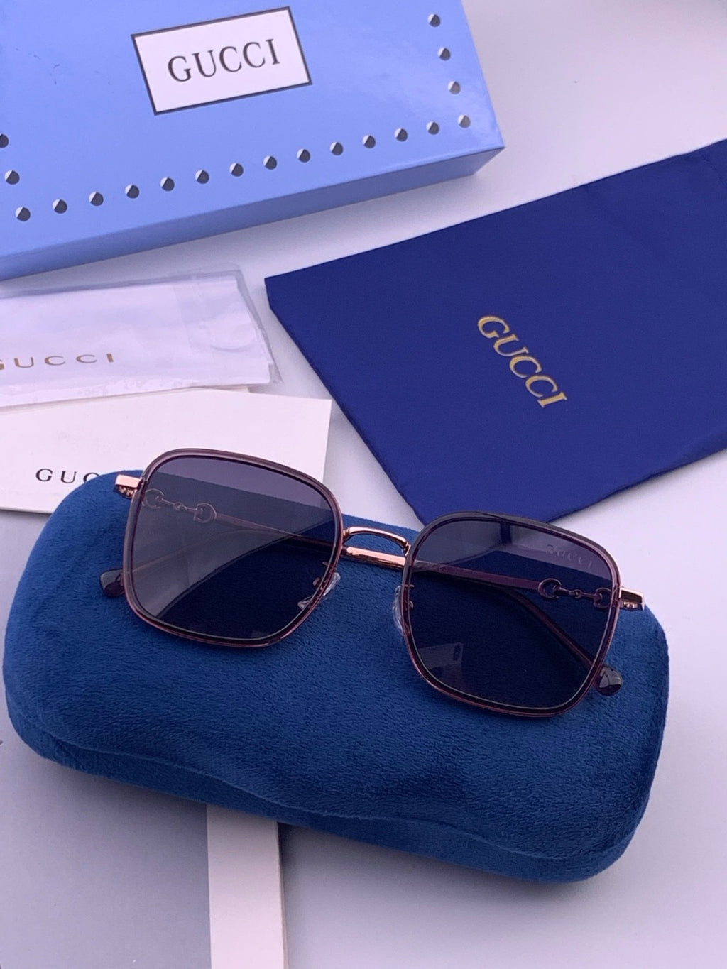 Gucci G3228 Square Brown Lens Sunglasses for Men & Women - detail image 7