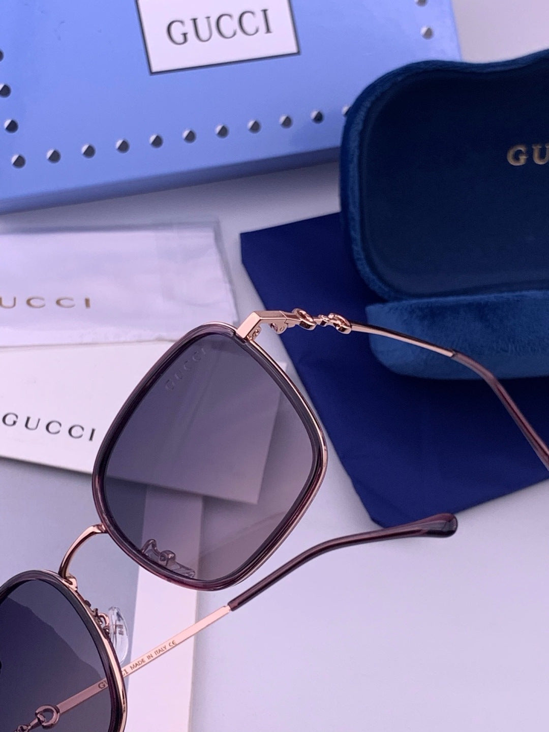 Gucci G3228 Square Brown Lens Sunglasses for Men & Women - detail image 3