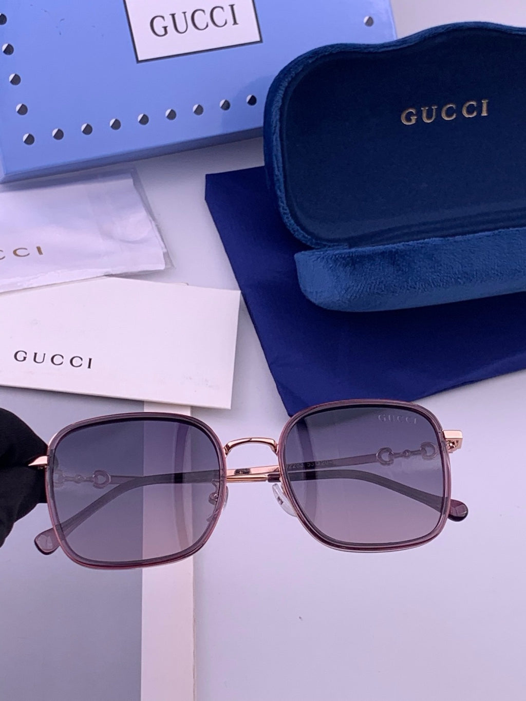 Gucci G3228 Square Brown Lens Sunglasses for Men & Women