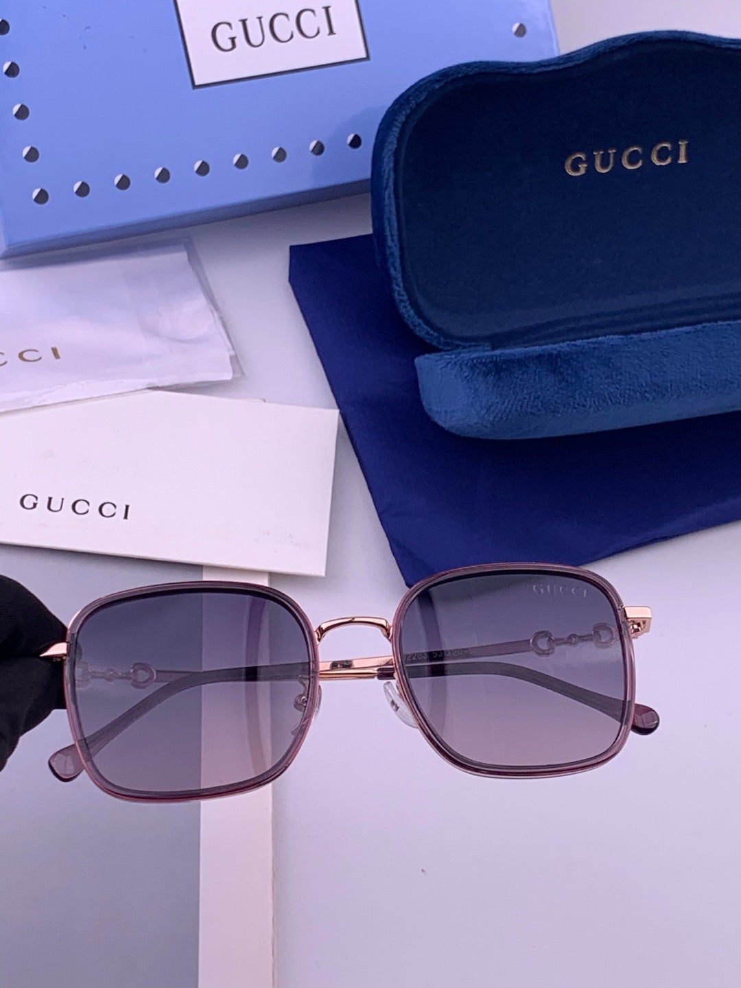 Gucci G3228 Square Brown Lens Sunglasses for Men & Women