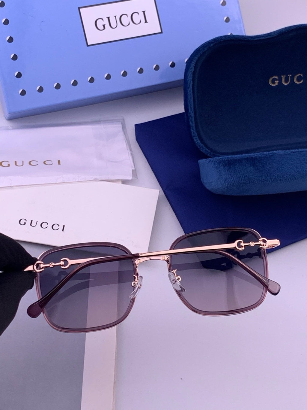 Gucci G3228 Square Brown Lens Sunglasses for Men & Women - detail image 4