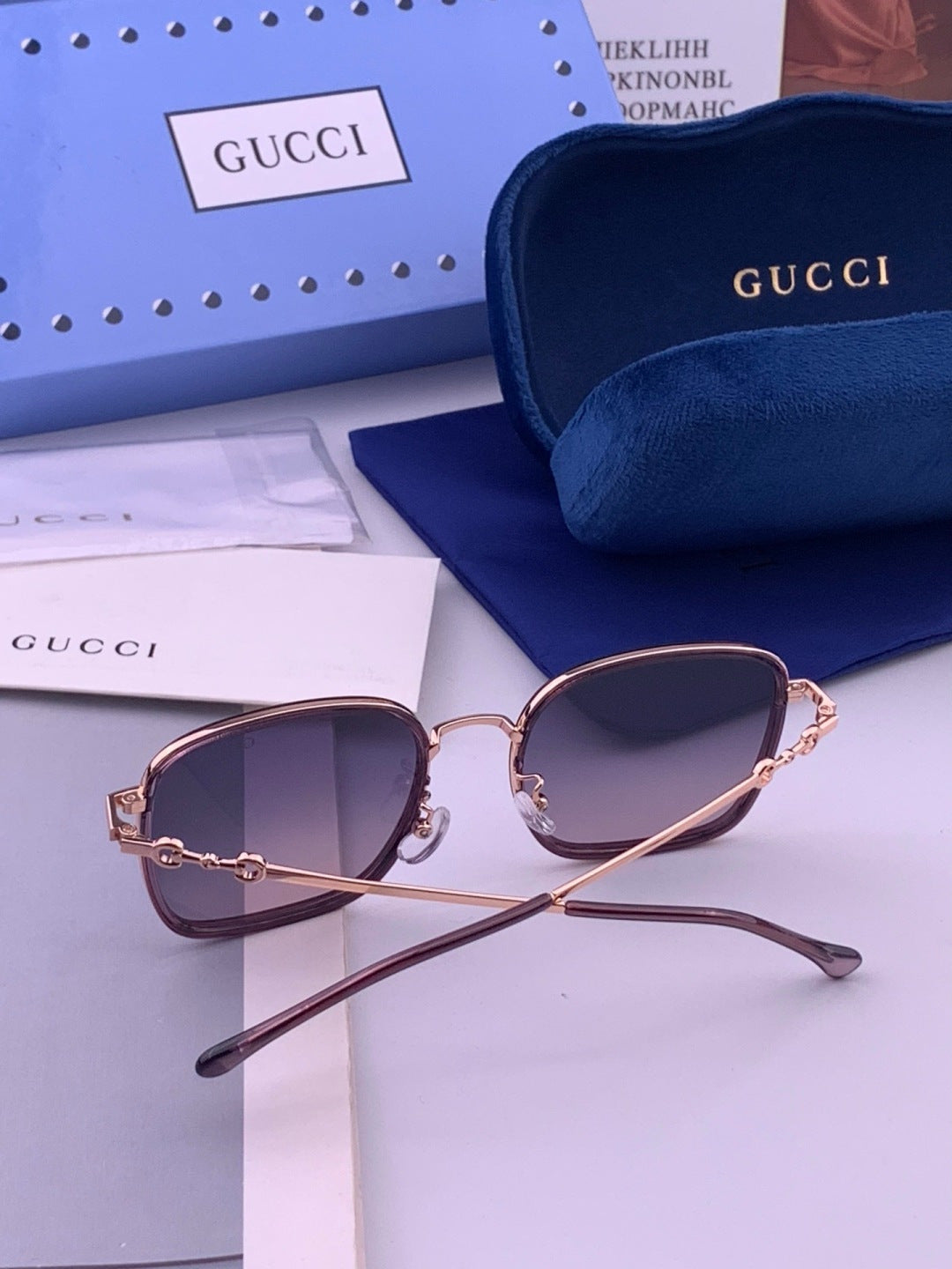 Gucci G3228 Square Brown Lens Sunglasses for Men & Women - detail image 6
