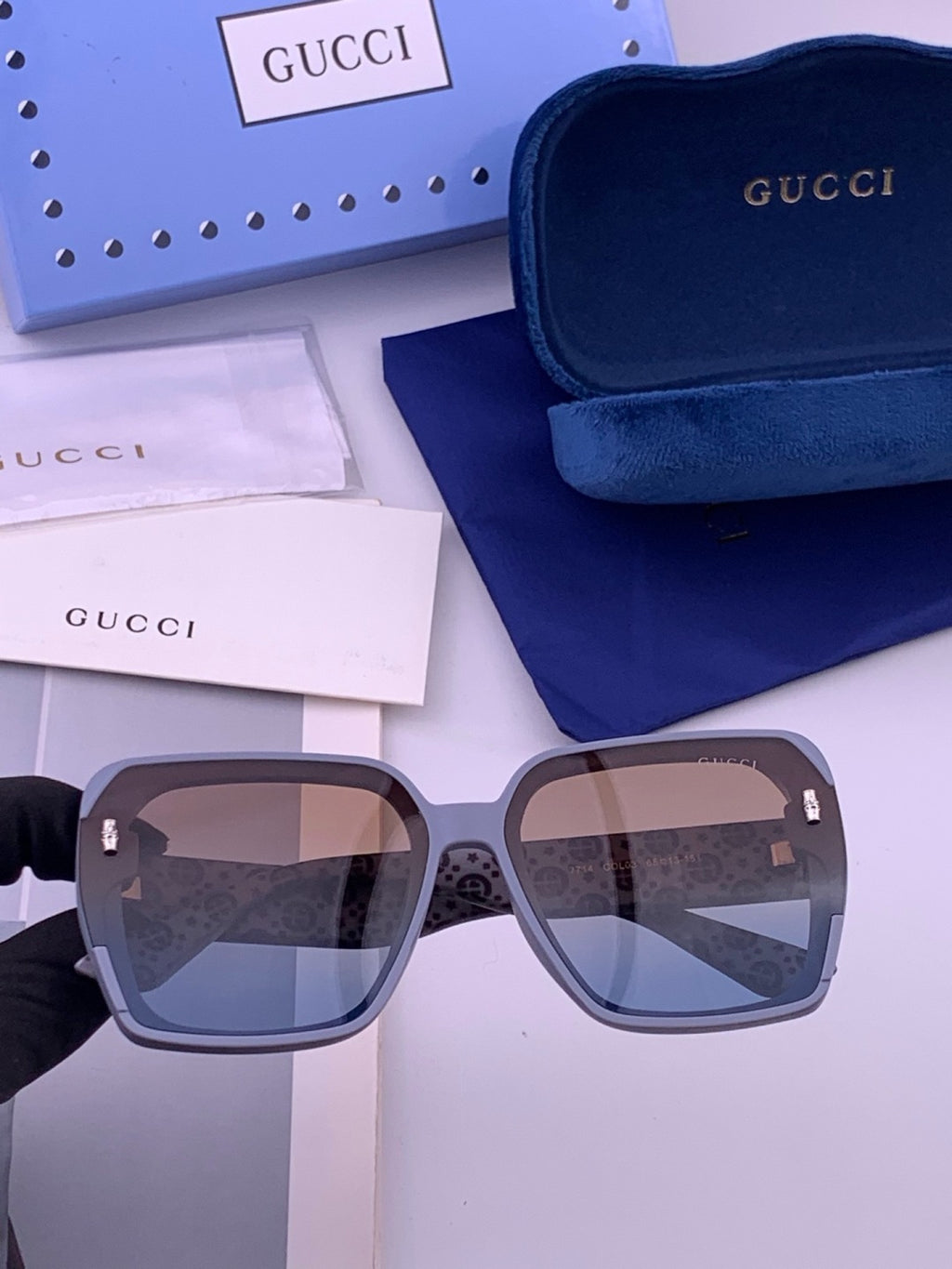 Gucci G4771 Polarized Square Pink Lens Sunglasses for Women - 371565