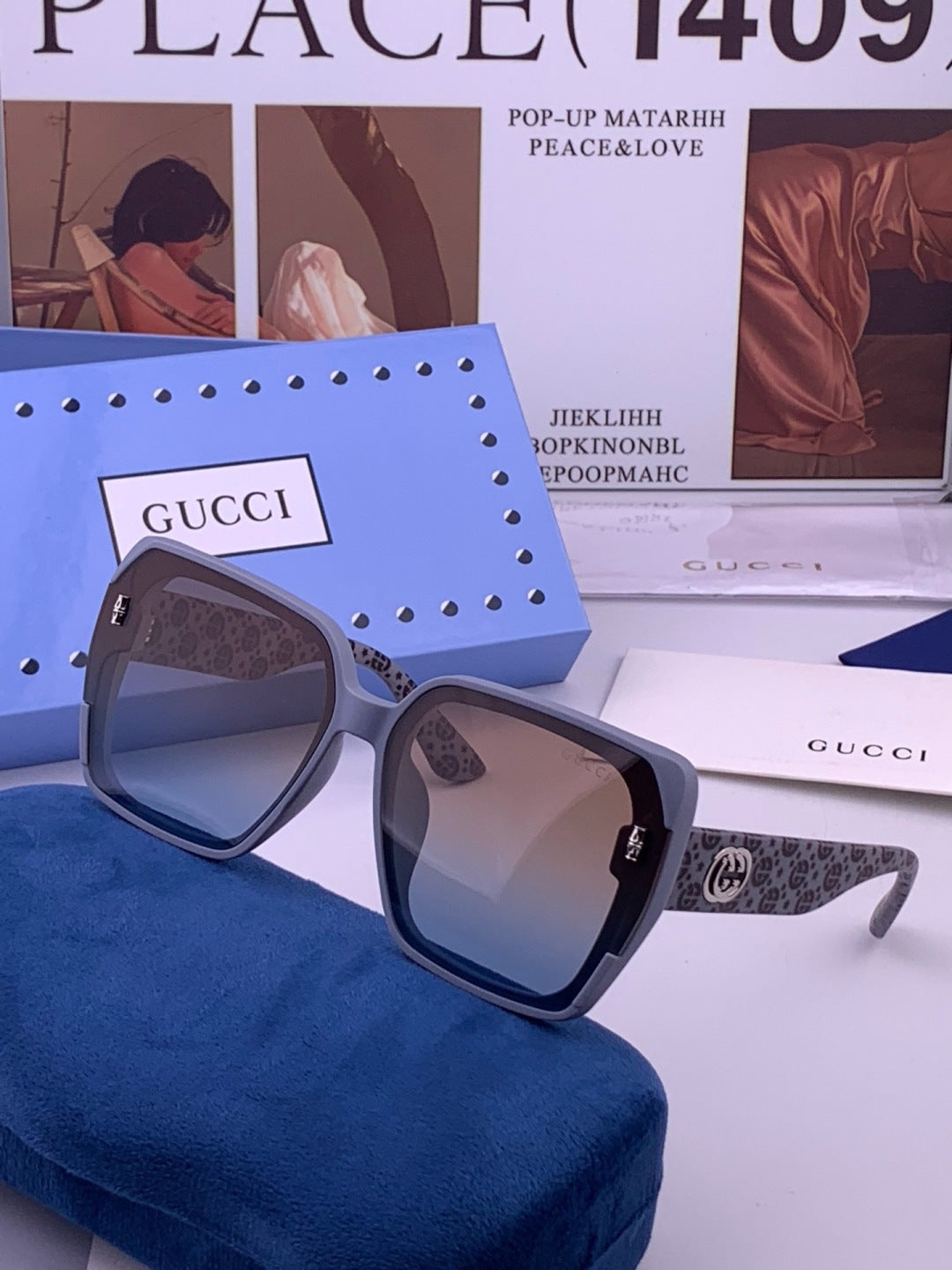 Gucci G4771 Polarized Square Pink Lens Sunglasses for Women - 371565 - detail image 2